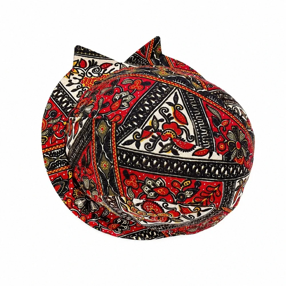 Vintage Margaret Smith Gardiner Maine Paisley Floral Hat Cap Size 22 Boho Funky